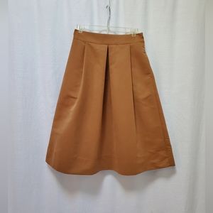 Camel Midi Skirt Pleats Pleated